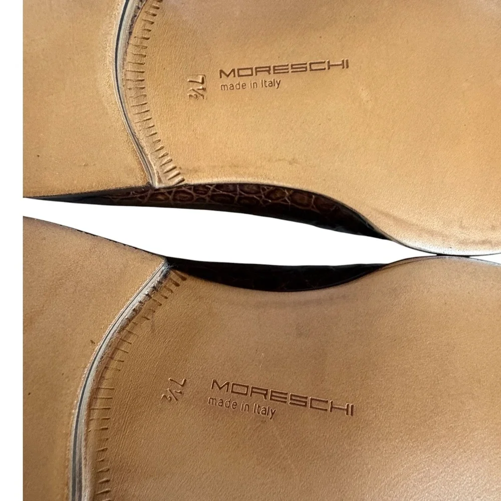 Moreschi Brown Padria Tassel Loafers Mens 8.5 Embossed Calf Leather w/ Box Bags